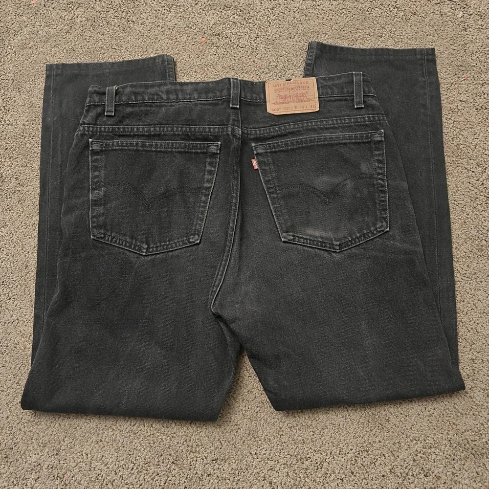 Vintage Levis 505‎ Jeans Mens 38x30 Black Denim Regular Fit Straight Leg USA 90s